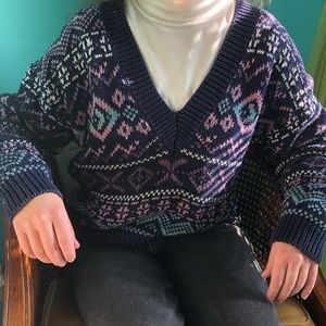 Vintage Fair Isle V-Neck Sweater